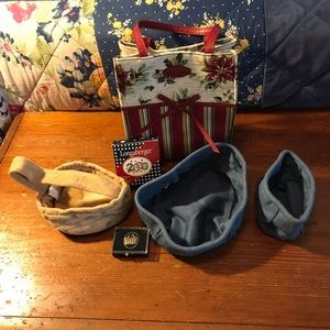 Longaberger basket bundle: bag, basket liners
